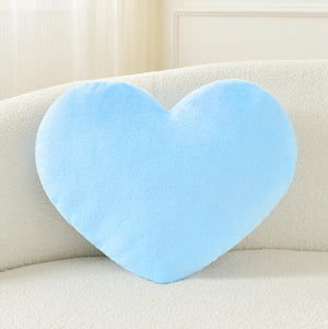 Bright Living - Heart Pillow Cute Fuzzy Pillows Throw Pillows for Bed Livingroom Home Decor Cushion Decorative Aesthetic Preppy Pillows Blue,Large 19''x15''