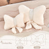 Bright Living - Ivory Bow Pillow, Soft Bow Decorative Pillows with Faux Rabbit Fur, Cute 12'' Bow Throw Pillows, Aesthetic Home Decor Bow Shaped Plush Pillow for Bedroom Sofa Couch