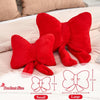 Bright Living - Red Bow Pillow, Soft Bow Decorative Pillows with Faux Rabbit Fur, Cute 12'' Bow Throw Pillows, Aesthetic Home Decor Bow Shaped Plush Pillow for Bedroom Sofa Couch