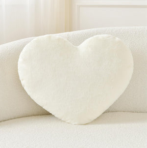 Bright Living - Heart Pillow Cute Fuzzy Pillows Throw Pillows for Bed Livingroom Home Decor Cushion Decorative Aesthetic Preppy Pillows White,Large 19''x15''