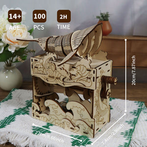 Music Park - 3d wooden puzzle Hand Whale music box Handmade Assembly Model kit Holidays birthdays Christmas gifts