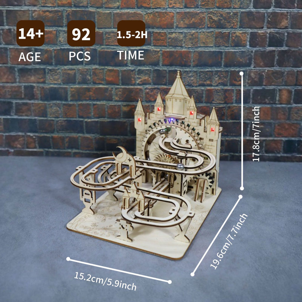 Music Park - Electric Marble Run Mechanical Building Model Kit 3D Wooden Puzzle  track with lights Brain Teaser Puzzle DIY handmade Christmas Gift