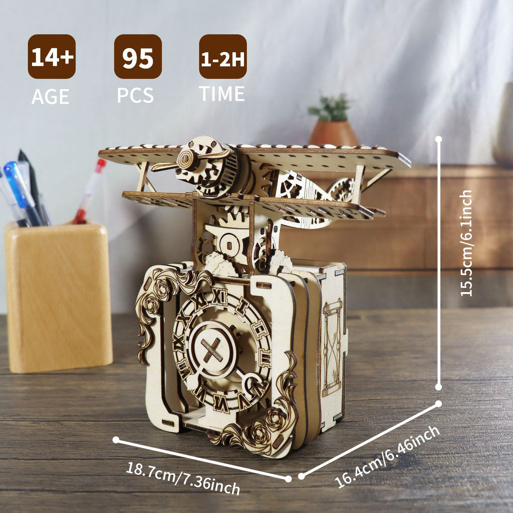 Music Park - 3d Wooden Puzzle Punk Airplane Music Box You Are My Sunshine Handmade Assembly Model Kit Holidays Brthdays Christmas Gifts