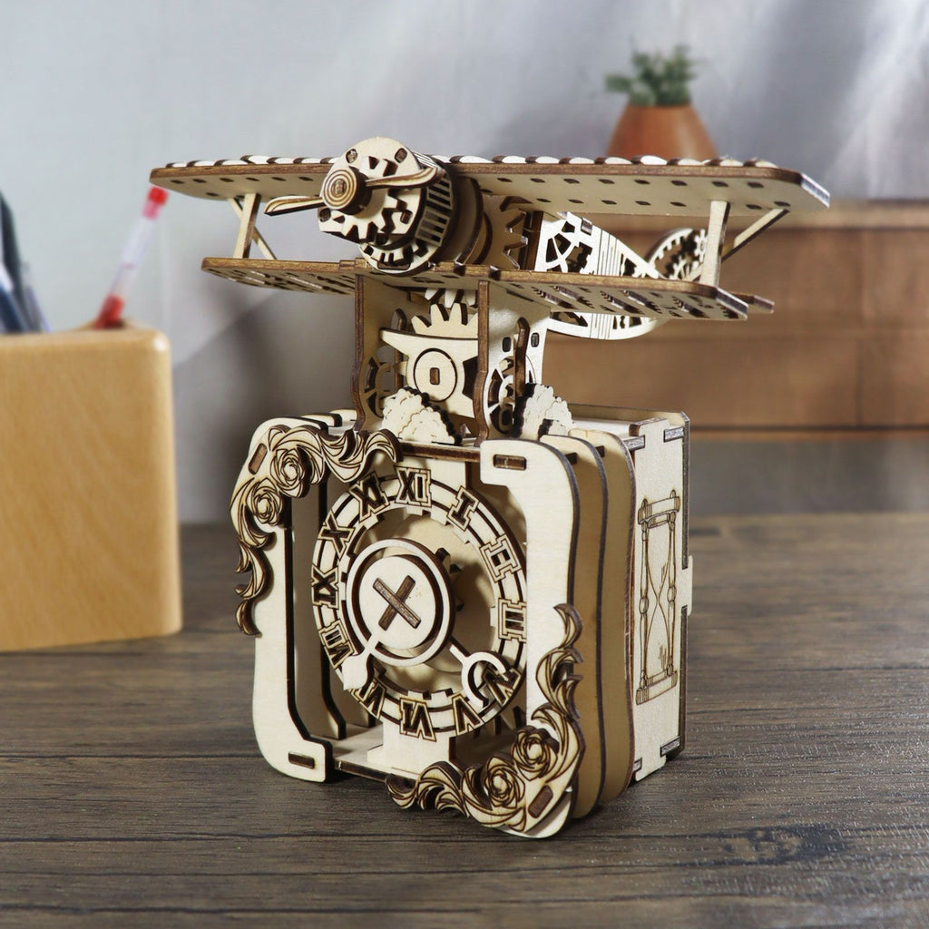 Music Park - 3d Wooden Puzzle Punk Airplane Music Box You Are My Sunshine Handmade Assembly Model Kit Holidays Brthdays Christmas Gifts