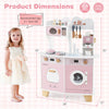 inQ Boutique - Pink Kids Coffee Kitchen Playset with Microwave Oven Stove for 3+ Years Old