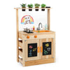 inQ Boutique - Kids Outdoor Mud Kitchen Playset, Realistic Stoves/Sink with Utensils & Chalkboard for Creative Play