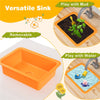 inQ Boutique - Kids Outdoor Mud Kitchen Playset, Realistic Stoves/Sink with Utensils & Chalkboard for Creative Play
