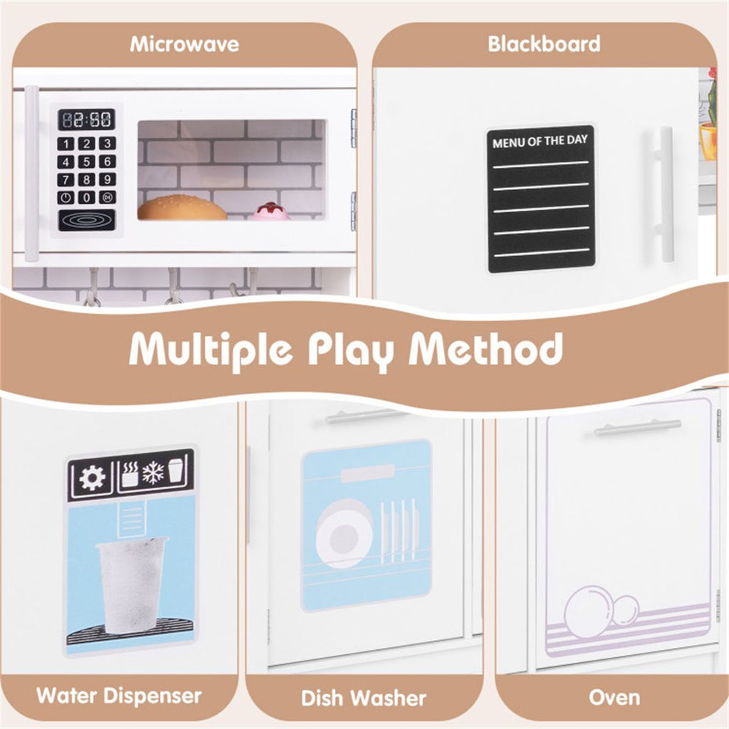 inQ Boutique - Kids Pretend Play Kitchen Set Certified Realistic Sound with Storage & Accessories