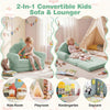 inQ Boutique - 2-in-1 Flip Open Kids Sofa Lounger, Teddy Fleece Toddler Couch with Carry Handle for Ages 3+ (Green)