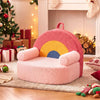 inQ Boutique - Red Kids Sofa, Soft Teddy Fleece Foam Couch with Carry Handle & Removable Machine-Washable Cover
