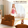 inQ Boutique - Bear-Shaped Kids Sofa, Teddy Fleece Foam Chair for Toddlers 3+, Portable Bear-Shaped Couch (Brown)