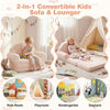 inQ Boutique - 2-in-1 Flip Open Kids Sofa Lounger, Teddy Fleece Toddler Couch with Carry Handle for Ages 3+ (Beige)