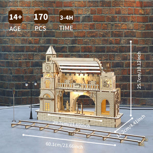 Music Park - 3D Wooden Puzzle Railway station Model Kits To Build Wooden Construction Handmade DIY Craft Unique Gift For Christmas