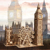 Music Park - 3D Wooden Puzzle Big Ben Model Kits Desktop Clock DIY Building Blocks Creative Gift Home Decor for Family Unique Christmas Gift