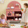 inQ Boutique - Pink Wooden Kids Play Kitchen with Interactive Stove & Sink, ASTM/CPSIA Compliant Pretend Cooking Set for Ages 3+