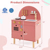 inQ Boutique - Pink Wooden Kids Play Kitchen with Interactive Stove & Sink, ASTM/CPSIA Compliant Pretend Cooking Set for Ages 3+