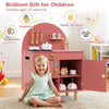 inQ Boutique - Pink Wooden Kids Play Kitchen with Interactive Stove & Sink, ASTM/CPSIA Compliant Pretend Cooking Set for Ages 3+