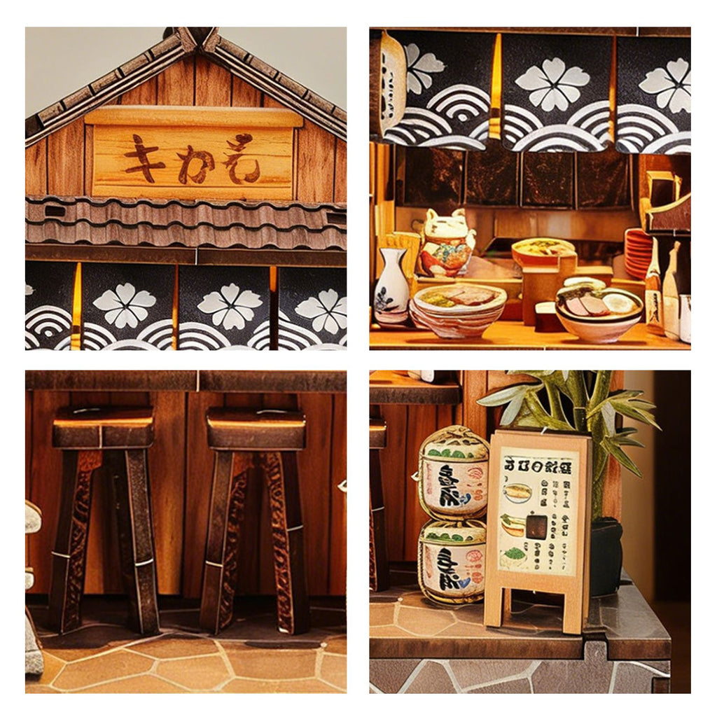 Music Park - 3d wooden puzzle for adults Noren Food House book nook with lights model kit dollhouse DIY miniature house Birthday and Christmas gifts