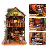Music Park - 3d wooden puzzle for adults Owl Library book nook with lights model kit dollhouse DIY miniature house Birthday and Christmas gifts