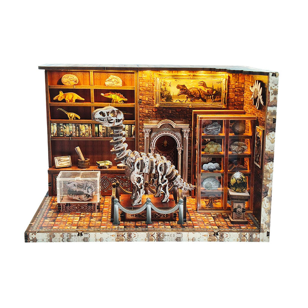 Music Park - 3d wooden puzzle for adults Dinosaur Laboratory book nook with lights model kit dollhouse DIY miniature house Birthday and Christmas gifts
