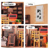 Music Park - 3d wooden puzzle for adults Corner Coffee Shop book nook with lights model kit dollhouse DIY miniature house Birthday and Christmas gifts