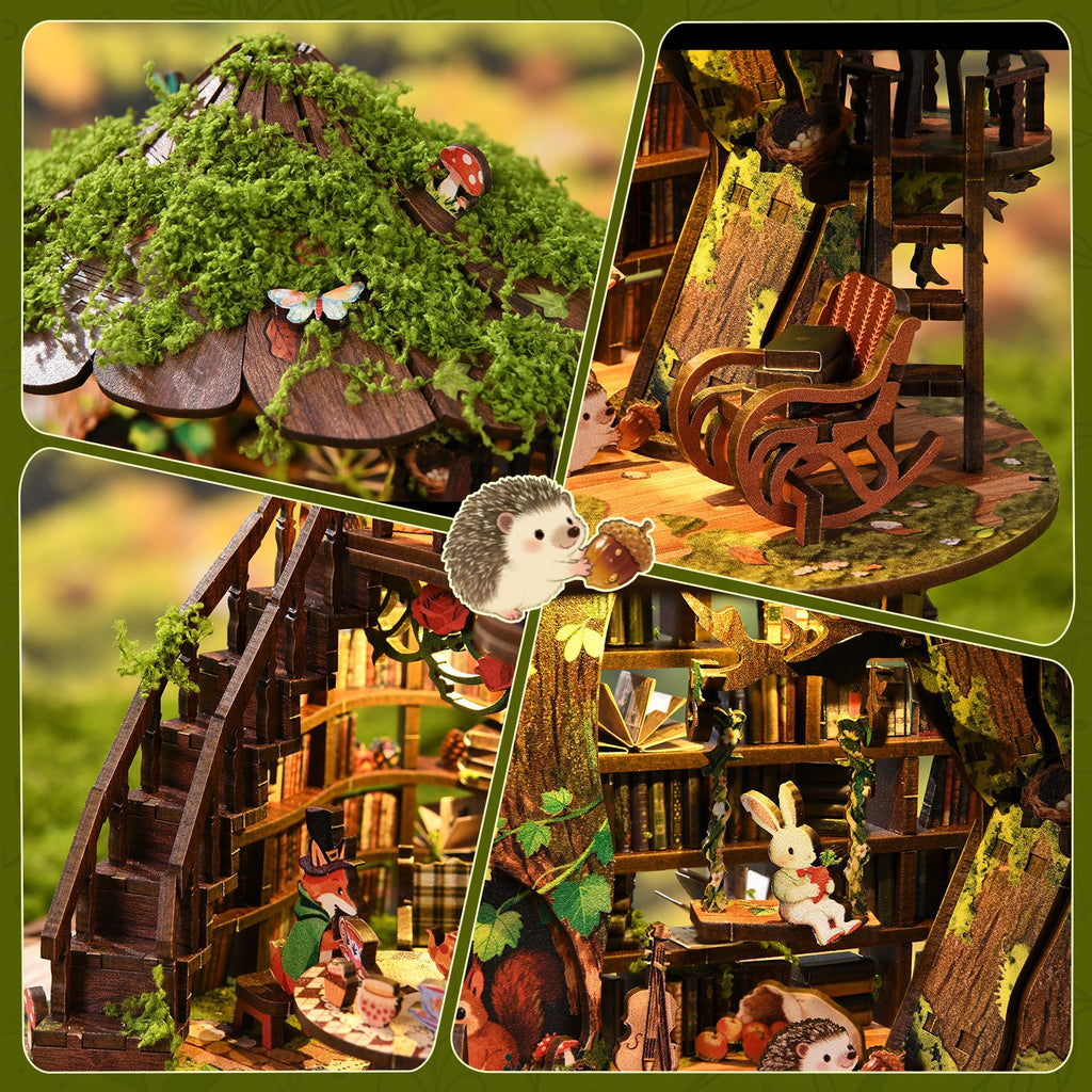 Music Park - MUSIC PARK 3D Wooden Puzzle For Adults Forest Whisper Tea Book Nook DIY Miniature House Assembly Model Stress Relief Toy Home Decor Gifts