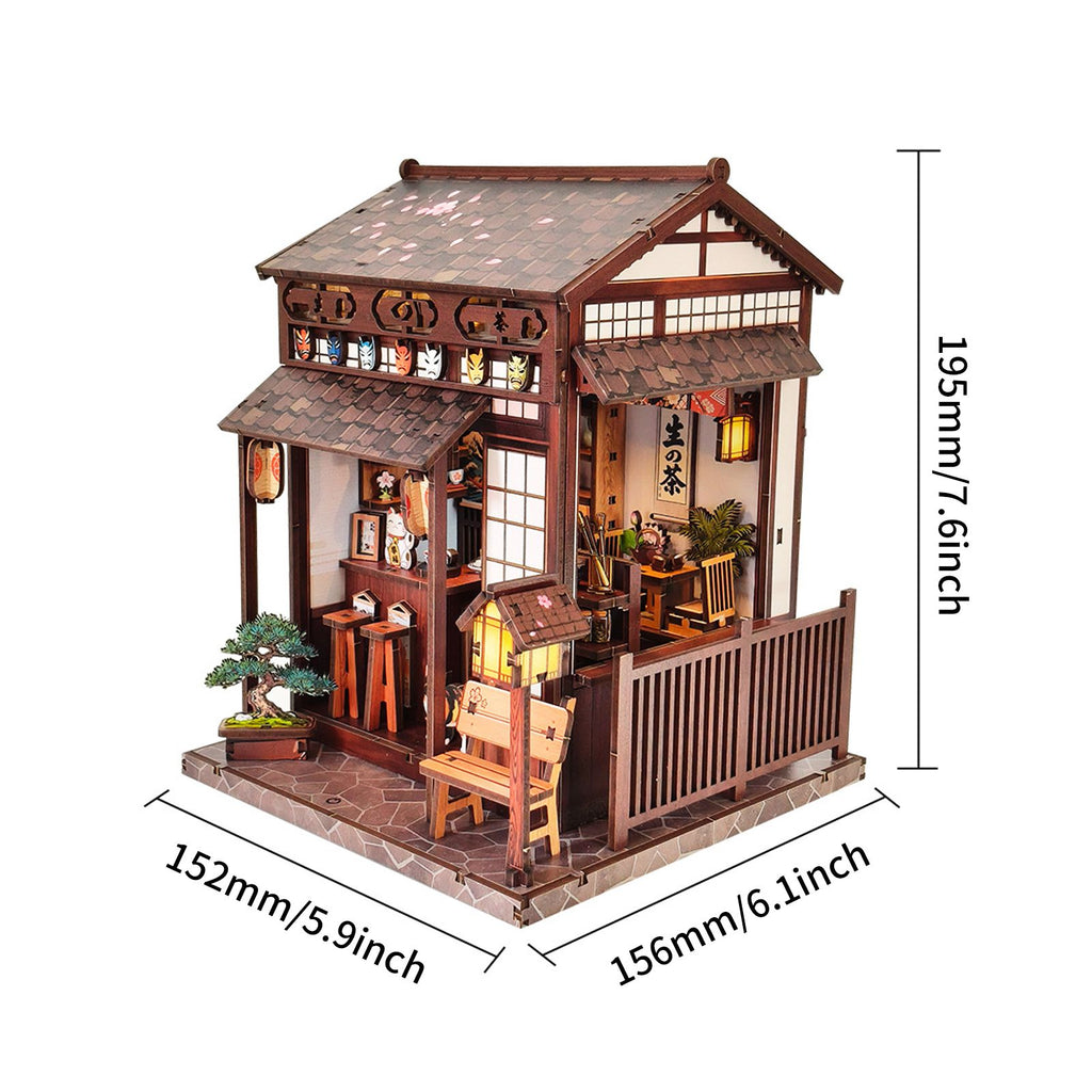 Music Park - 3d wooden puzzle for adults The Cherry Blossom Hut book nook with lights model kit dollhouse DIY miniature house Birthday and Christmas gifts