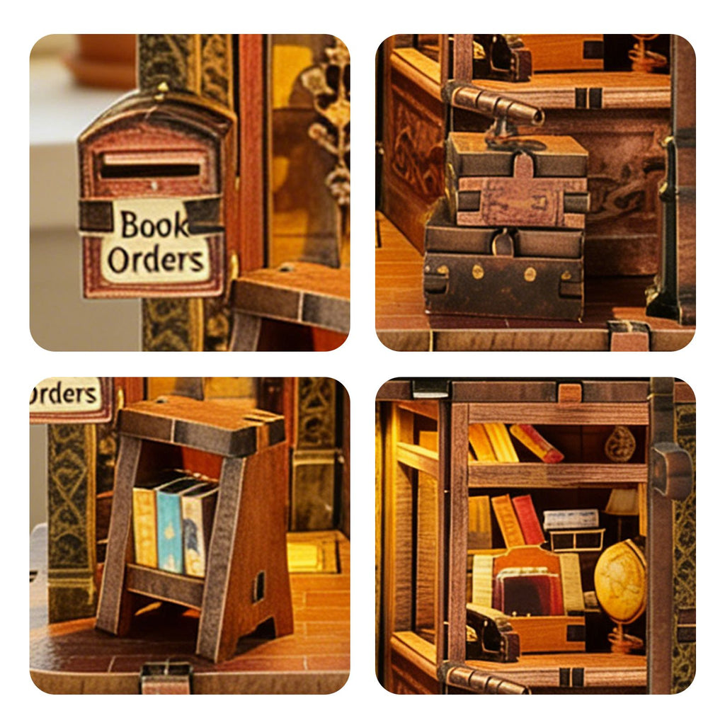 Music Park - 3d wooden puzzle for adults Paper Cottage book nook with lights model kit dollhouse DIY miniature house Birthday and Christmas gifts