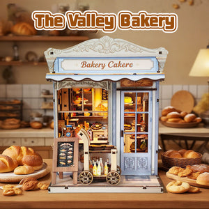 Music Park - 3d wooden puzzle for adults Rustic Grain Bakery book nook with lights model kit dollhouse DIY miniature house Birthday and Christmas gifts