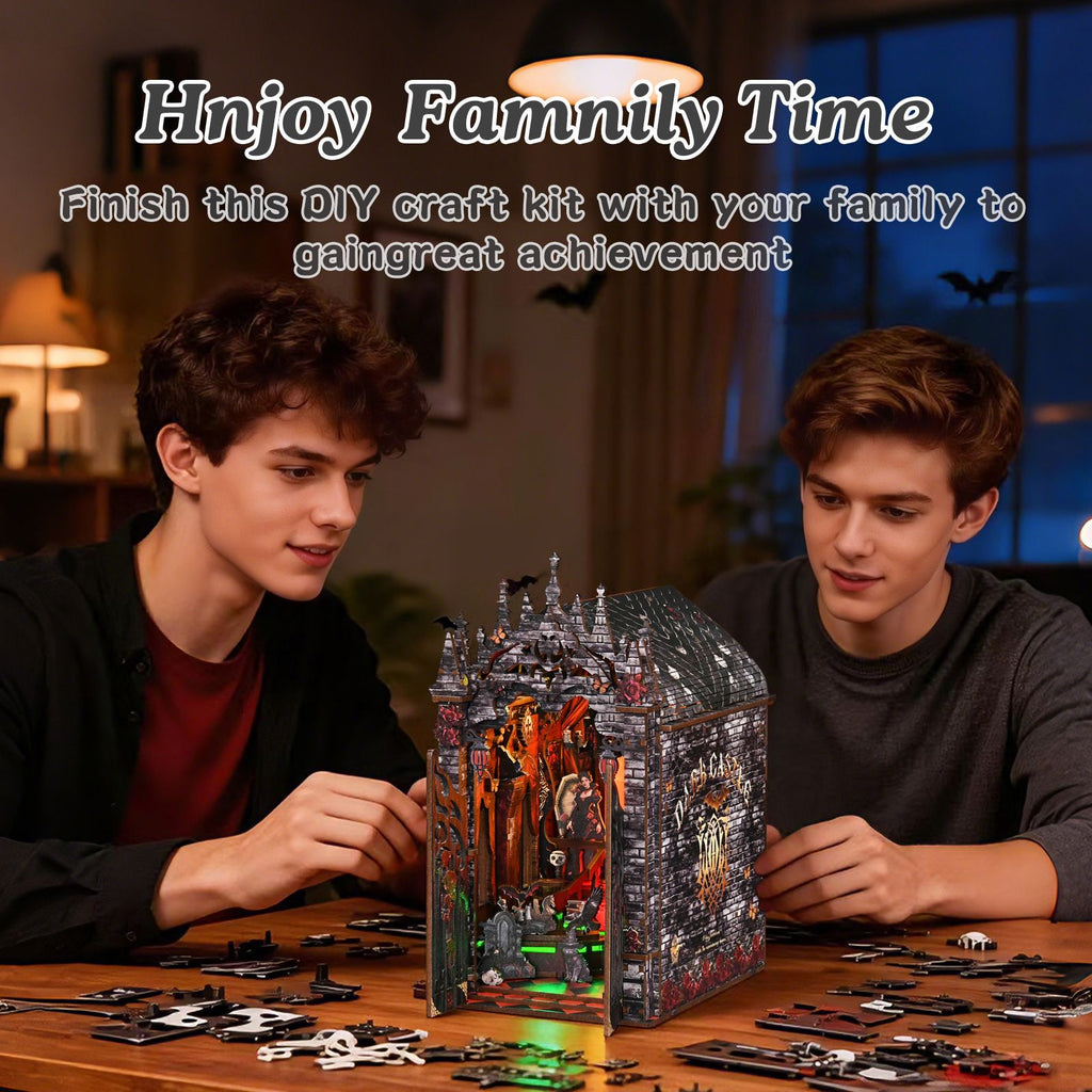 Music Park - 3D Wooden Puzzle For Adults Eternal Night Dark Castle DIY Miniature House Assembly Model Stress Relief Toy Home Decor Gifts