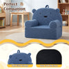 inQ Boutique - Bear-Shaped Kids Sofa, Teddy Fleece Foam Chair for Toddlers 3+, Portable Bear-Shaped Couch (Navy)