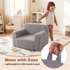 inQ Boutique - Kids Foam Sofa Chair with Teddy Fleece Fabric, Lightweight Portable Toddler Couch for Ages 3+ (Gray)
