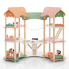 inQ Boutique - 3-Tier Dollhouse with 7 Rooms & 31 Cute Furniture, MDF+Pine Wood Corner Design Kids Toy