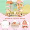 inQ Boutique - 3-Tier Dollhouse with 7 Rooms & 31 Cute Furniture, MDF+Pine Wood Corner Design Kids Toy