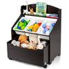 inQ Boutique - Dark Brown Multifunctional Kids Storage Cabinet with Large Capacity Toy Box and Display Shelf, Safe Rounded Corner Children Organizer for Toys Books