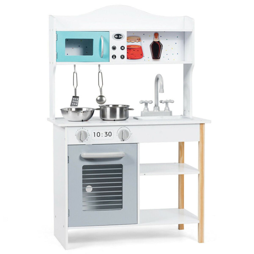 inQ Boutique - Kids Pretend Play Kitchen Set Realistic Cooking Toy with Sink & Accessories