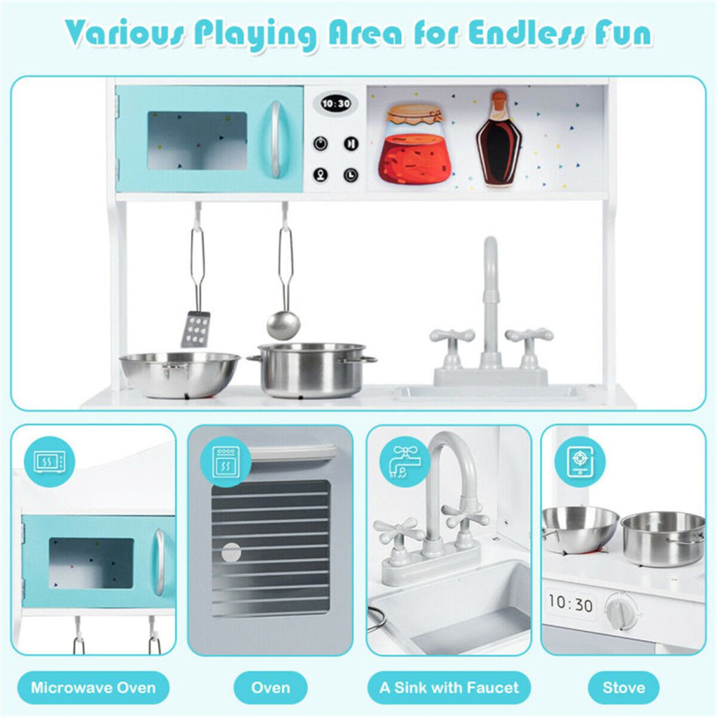 inQ Boutique - Kids Pretend Play Kitchen Set Realistic Cooking Toy with Sink & Accessories