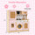 inQ Boutique - Kids Wooden Kitchen Playset 3+ with Fridge Sink Washing Machine with Realistic Light Sound Rattan Doors - Pink