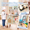 inQ Boutique - Green wooden children's play kitchen, interactive light/sound stove, with microwave/oven/blackboard storage options