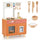 inQ Boutique - Orange Kids Play Kitchen with Realistic Faucet & Ice Dispenser, Anti-Tipping Pretend Cooking Set for Ages 3-6