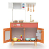 inQ Boutique - Orange Kids Play Kitchen with Realistic Faucet & Ice Dispenser, Anti-Tipping Pretend Cooking Set for Ages 3-6