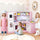 inQ Boutique - Interactive Kids Play Kitchen with Ice Maker & Chalkboard, Corner Design Pretend Cooking Set with Realistic Sound Effects-Pink