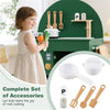 inQ Boutique - Green Wooden Kids Play Kitchen with Interactive Stove & Sink, ASTM/CPSIA Compliant Pretend Cooking Set for Ages 3+