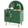 inQ Boutique - Green Wooden Kids Play Kitchen with Interactive Stove & Sink, ASTM/CPSIA Compliant Pretend Cooking Set for Ages 3+