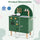 inQ Boutique - Green Wooden Kids Play Kitchen with Interactive Stove & Sink, ASTM/CPSIA Compliant Pretend Cooking Set for Ages 3+