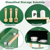 inQ Boutique - Green Wooden Kids Play Kitchen with Interactive Stove & Sink, ASTM/CPSIA Compliant Pretend Cooking Set for Ages 3+
