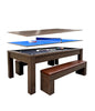 4 Supply - 7ft 3-in-1 Multi-Functional Pool Table with Benches (Pool Table + Ping Pong Table + Dining Table)