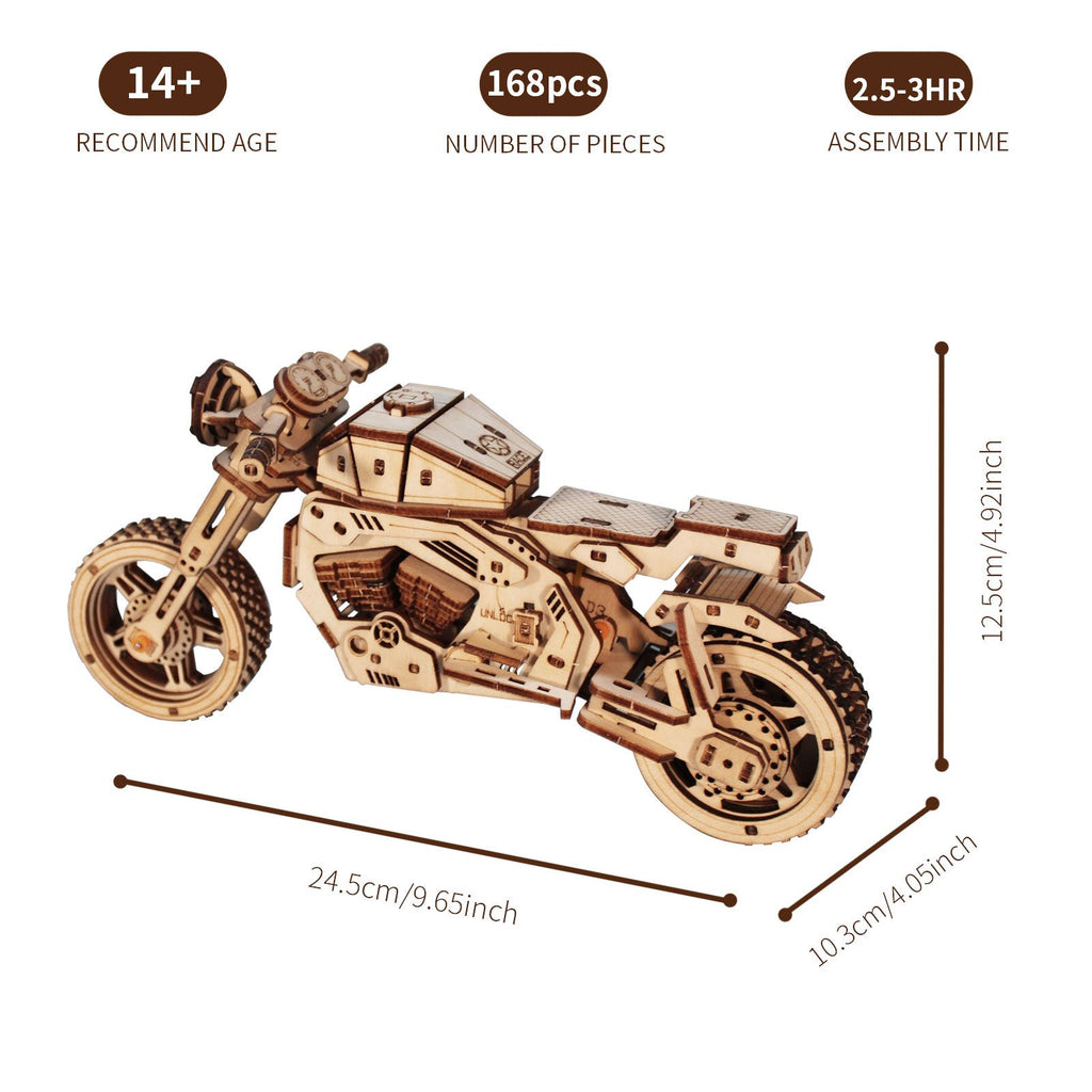 Music Park - 3D Wooden Puzzle Motorcycle Model Kits To Build Wooden Construction Handmade Craft Unique Gift Christmas