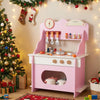 inQ Boutique - Pink Wooden Toddler Play Kitchen with Sink & Accessories, Safe Gift for Kids 3+