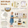 inQ Boutique - Beige Wooden Kids Play Kitchen with Rotatable Faucet & 14 Accessories,Pretend Cooking Set for Toddlers 3+